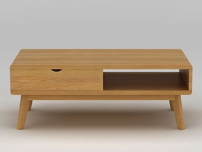 3d现代实木边桌茶几模型