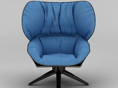 3d北欧蓝色布艺沙发椅模型