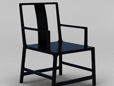 3d黑色中式实木座椅模型