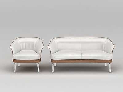3d现代白色软包沙发模型