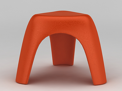 现代橙色塑料板凳模型