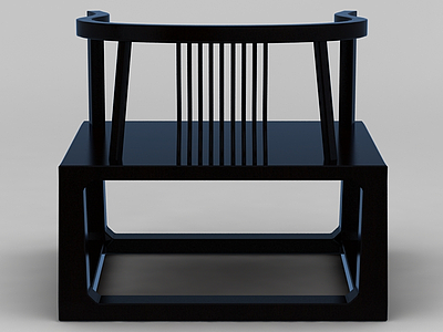 3d中式黑色实木椅免费模型