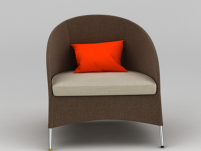 3d欧式拼色布艺休闲椅模型