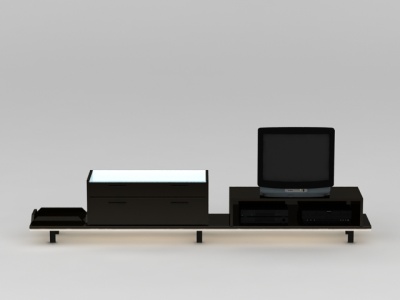 3d现代黑白拼色电视柜免费模型