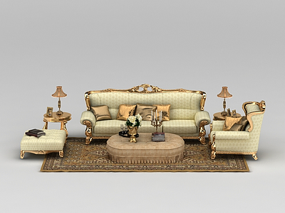 3d现代豪华欧式组合沙发免费模型