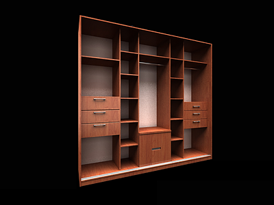 3d现代实木边柜置物柜模型