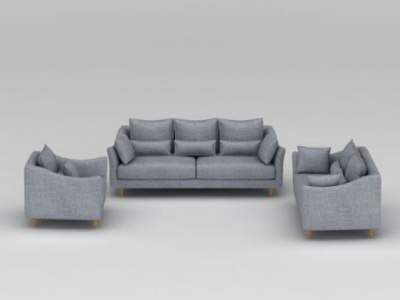 高档灰色布艺组合沙发模型3d模型
