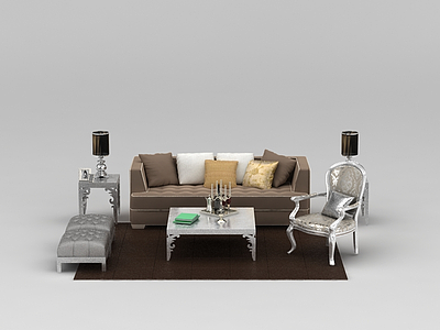 3d欧式软包组合沙发免费模型