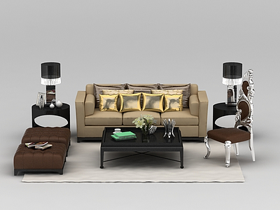 现代欧式客厅沙发组合模型3d模型