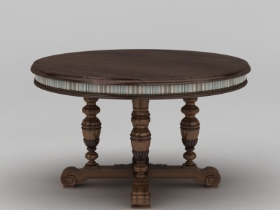 3d欧式时尚实木圆桌模型