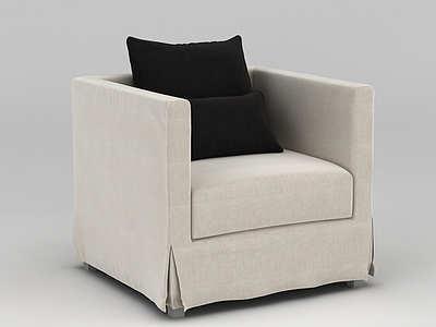 3d现代单人布艺软沙发模型