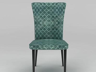 3d现代蓝色布艺餐椅模型