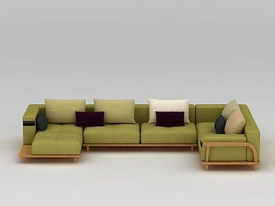 3d现代绿色布艺组合沙发模型