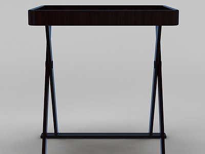 3d中式黑色实木边桌模型