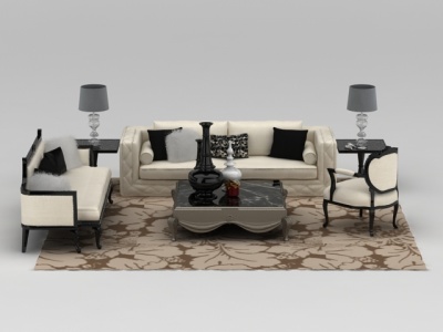 3d欧式米色组合沙发模型