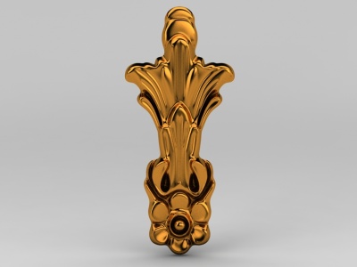 3d金色欧式雕花装饰品模型