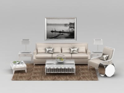 3d现代软包组合沙发模型
