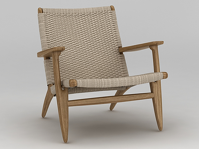 现代实木编织座椅模型3d模型