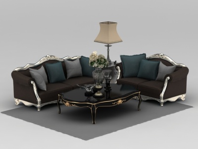 欧式布艺组合沙发模型3d模型