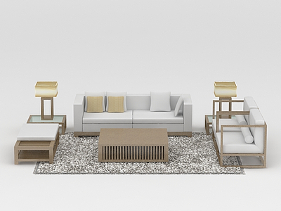 3d现代简约客厅组合沙发免费模型
