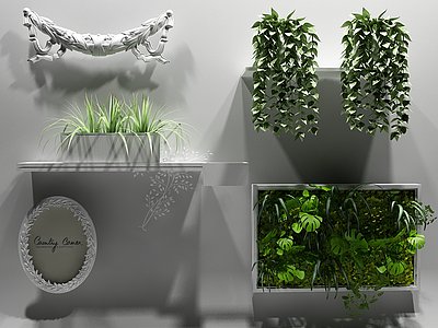 3d绿植墙饰植物模型