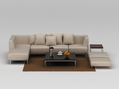 3d精品裸色沙发茶几组合免费模型