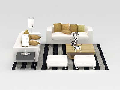 3d现代客厅精美组合沙发免费模型
