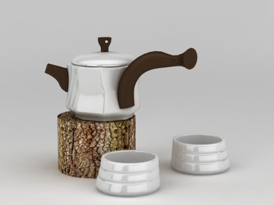 3d茶壶茶杯套装模型