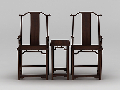 3d中式南宫椅三件套模型