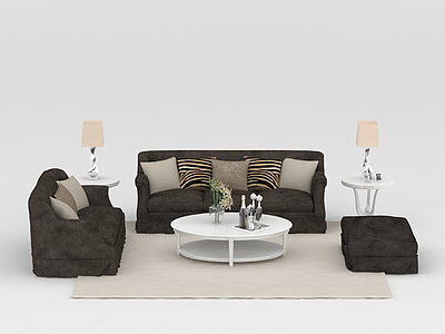 3d简约时尚欧式软沙发免费模型