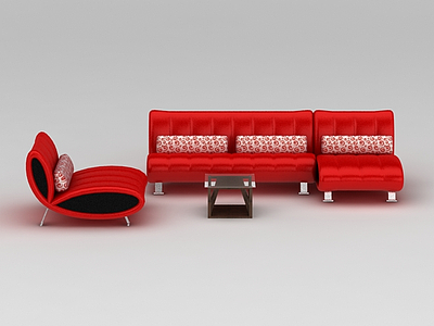亮红色现代时尚沙发模型3d模型