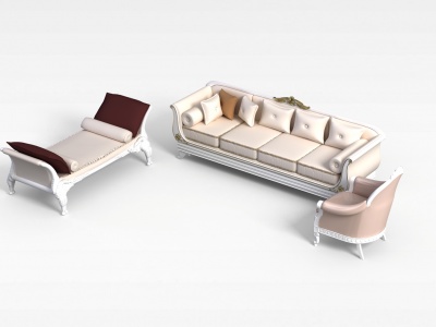 欧式软包布艺组合沙发模型3d模型