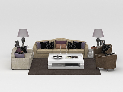 3d现代欧式布艺软沙发免费模型