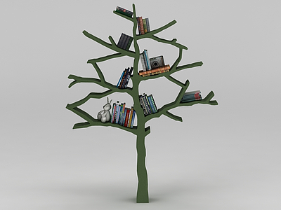 现代树造型书架模型3d模型