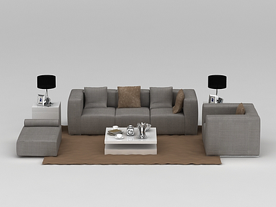 3d现代布艺客厅组合沙发免费模型
