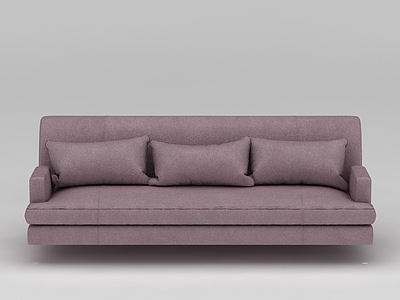 紫色布艺三人沙发模型3d模型
