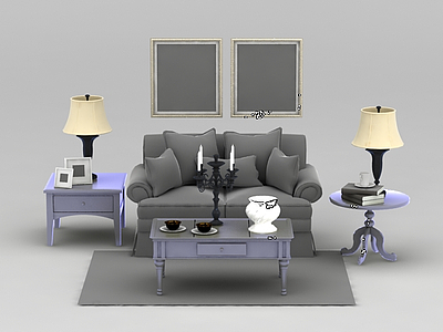 现代沙发茶几整体家具模型3d模型