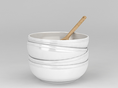 3d<font class='myIsRed'>白色</font>陶瓷餐具碗免费模型