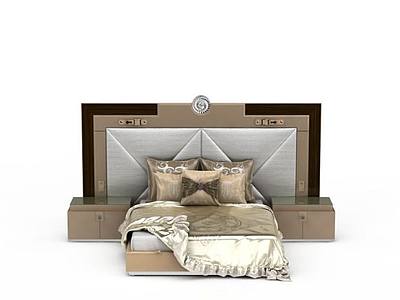 3d欧式豪华软包双人床免费模型