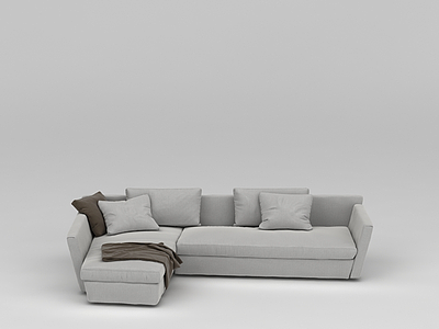 白色布艺休闲沙发模型3d模型