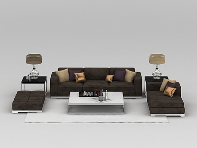 3d大型布艺组合沙发免费模型