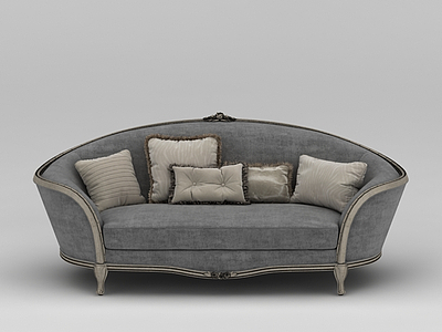 现代灰色布艺沙发模型3d模型