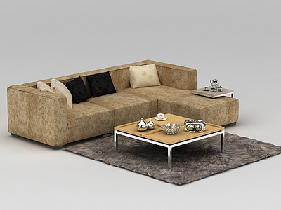 时尚豹纹布艺组合沙发模型3d模型