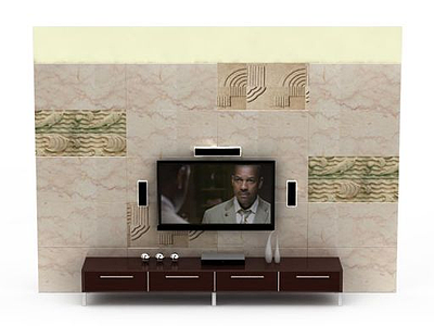 3d现代电视柜电视墙免费模型