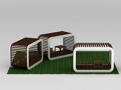现代创意园林景区廊架模型3d模型