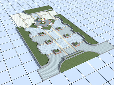 3d公园广场模型