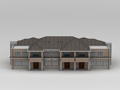 3d欧式连排双层别墅模型
