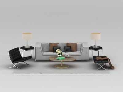 3d现代精品休闲沙发组合模型