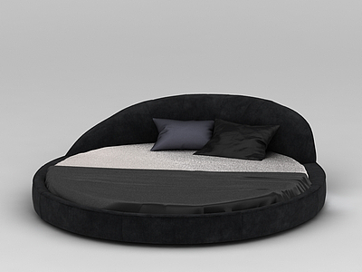 时尚圆形深灰色布艺沙发床模型3d模型