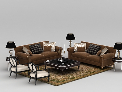 3d现代绒布组合沙发免费模型